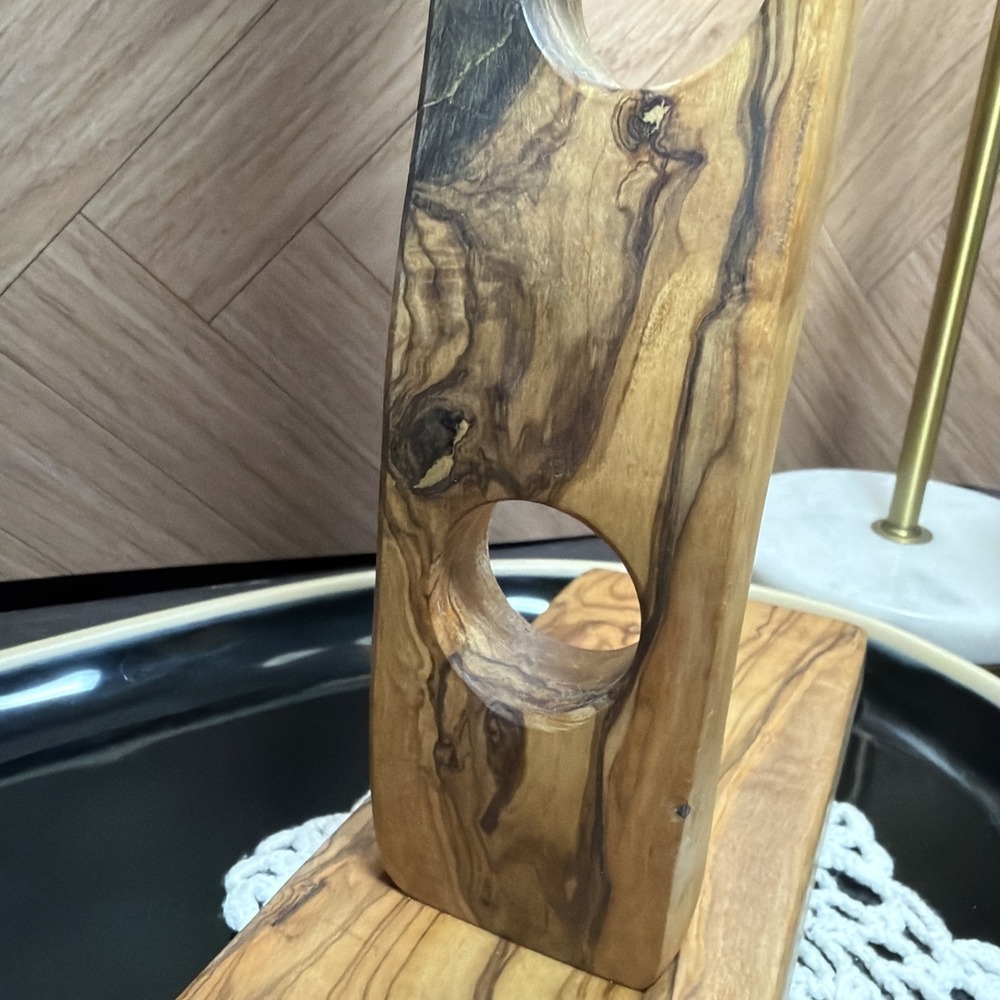 HandCrafted Natural Edge Olive Wood Wine Bottle Holder Italy Bellagio Cedar Town